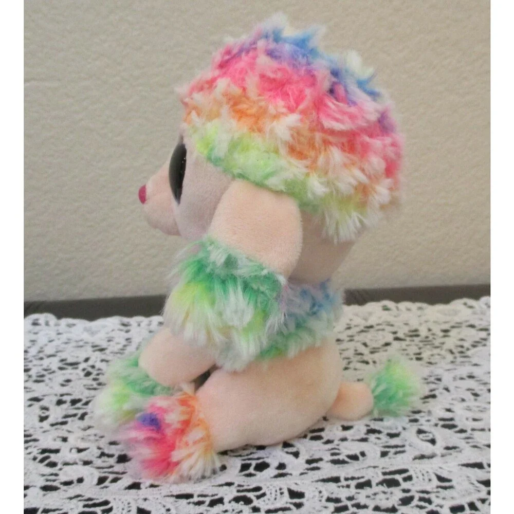 Ty Beanie Boos Rainbow the Poodle Big Pink Sparkle Eyes NO TAG